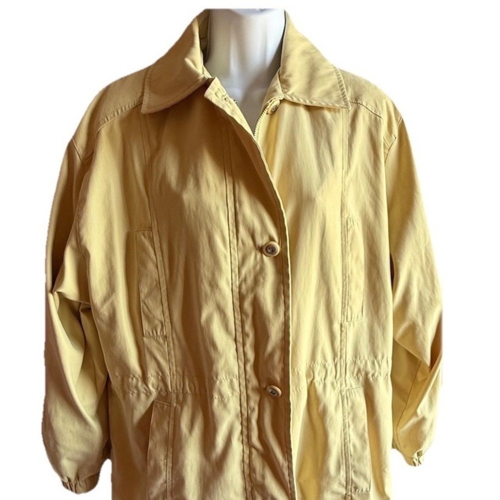 Talbots Vintage Yellow Utility Jacket XS Zip Front Cinched Waist Collared Pocket